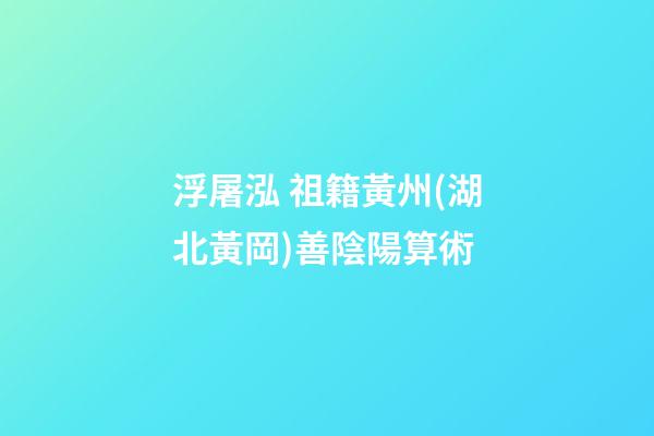 浮屠泓 祖籍黃州(湖北黃岡)善陰陽算術